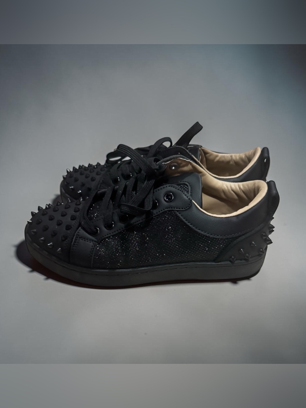 Black Spike-Embellished Low Top Sneakers